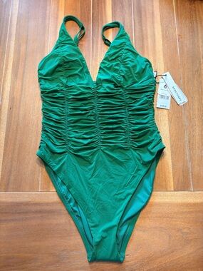 Sanctuary Green Ruched One-Piece Swimsuit